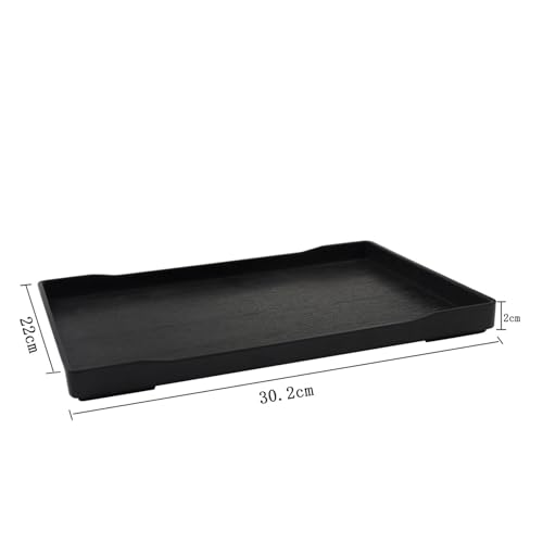 OMEM Reptile Bowl Large Food and Water Dish Enough Space Also Fit for Bath Simulated Wood Grain Surface (L, Black) - color: Black, size: L (Lot de 1)