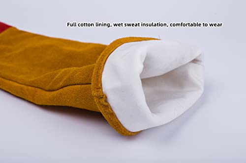 23.6 Inch Long Sleeves Welding Gloves for Men, Heat/Fire Resistant Leather Gloves for Mig, Tig, Forge, BBQ, Grill, Fireplace, Puncture Resistant Welder Gloves for Garden and Animal Handling