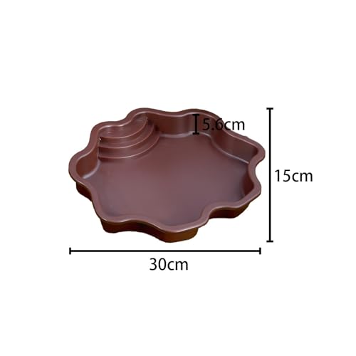 Reptile Water Bowl with Ramp, 11.81 x 5.91 x 2.20 in Terrarium Bathing Pool for Small Turtles, Tortoises, Geckos and Lizards, Deep Brown - color: Deep brown