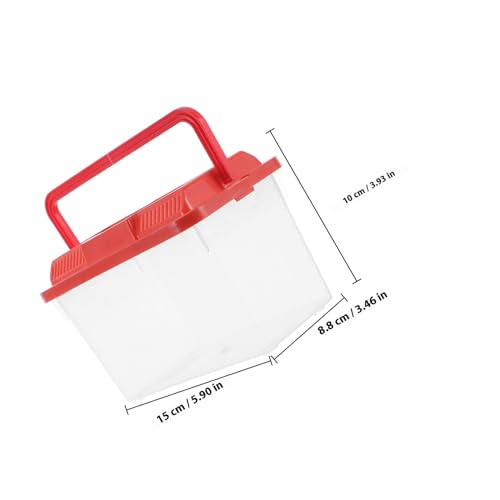 POPETPOP Portable Turtle Transport Container and Travel Fish Tank, Plastic Aquarium with Handle, Medium Red Fish Breeding Box Suitable for Reptiles, Hamsters, and Small Pets