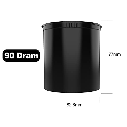 90 Dram CR Plastic Packaging Pop Top Containers - Child Resistant Travel Holder Vial Bottles - 60 qty (Black) - color: Black