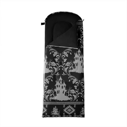 Erosebridal Longhorn Cow Skull Sleeping Bag for Kids Goth Witchy Damask Camping Blanket for Hiking Travel Hunting Sleep Bag - color: Black Halloween Castle