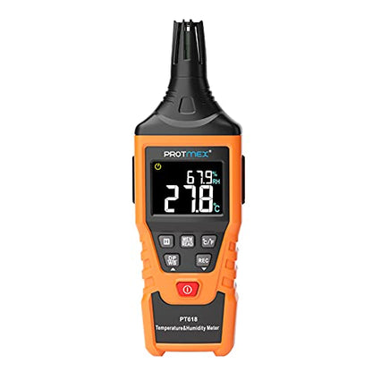 PT618 Temperature Humidity Meter - Wet Bulb for Indoor/Outdoor | Thermometer Hygrometer Monitor with Ambient, Dew Point, MIN, MAX, Data Hold, LCD Backlight - size: PT618
