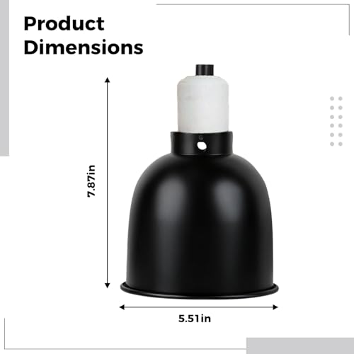 5.5-Inch Deep Dome Reptile Heat Lamp Fixture with On/Off Switch, High Temperature Resistant Ceramic, UVB Infrared Basking Light, US Plug, Black