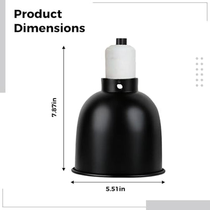 5.5-Inch Deep Dome Reptile Heat Lamp Fixture with On/Off Switch, High Temperature Resistant Ceramic, UVB Infrared Basking Light, US Plug, Black