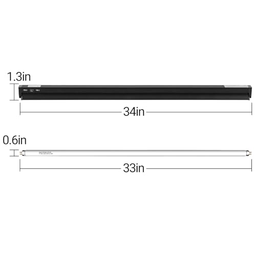Switchable UVB Light for Reptiles, 39W T5 UVB Light Combo Kit for Tropical 5.0 & Desert 10.0, 34" Terrarium Hood Lamp Fixture with UVB 10.0 Bulb for Bearded Dragon Gecko Snake Lizard Turtle - size: 39W-34IN