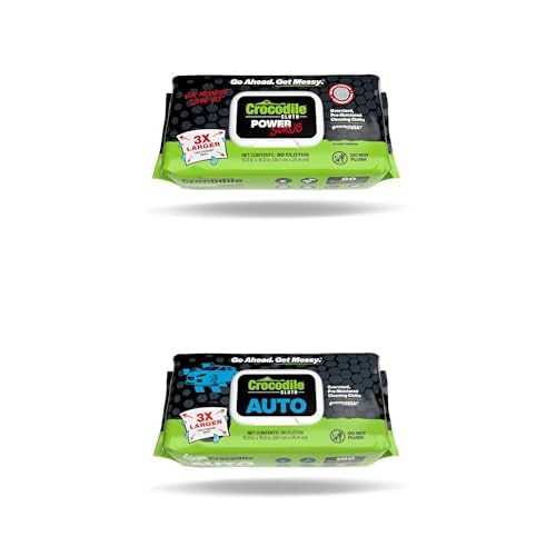 Crocodile Cloth Cleaning Wipes - PowerSCRUB 80 Count & Auto 100 Count Bundle