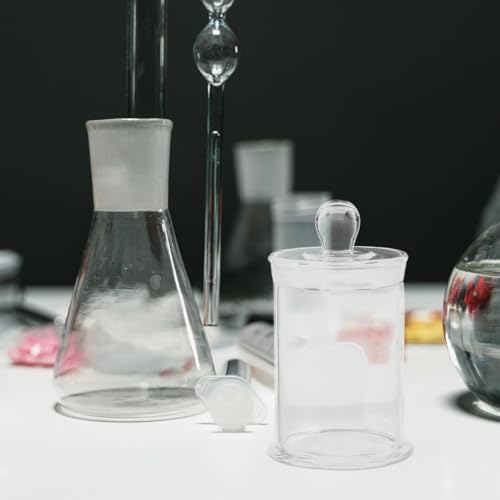 Healifty 4.7 Inch Glass Specimen Bottle, Clear Sample Jar | Clear Round Glass Jar with Lid for Lab Samples, Specimen Storage, Classroom Science, Industrial Use and Display