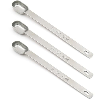 3PCS 1/2TSP(2.5ML) Measuring Spoon, Stainless Steel Long Handle Teaspoons | High Precision, Food-Grade Stainless Steel, ‌Rust-Free, Dishwasher-Safe, Easy-Read Markings, Multi-Purpose, Sturdy & Durable - size: 1/2tsp|1/6tbsp|2.5ml
