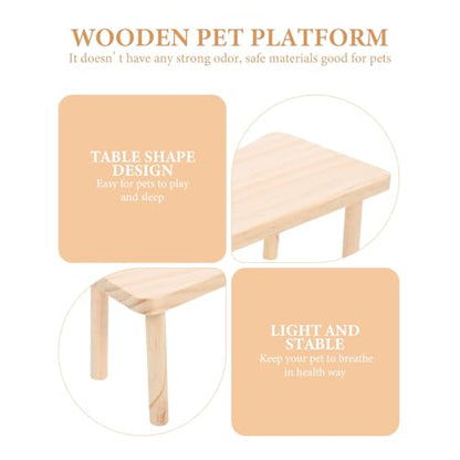 WOONEKY Wooden Small Pet Chick Platform for Chicken Breeding Box with Smooth Surface and Table Shape, Pet Accessory for Rutin Chick Playing and Reptile Box Decor
