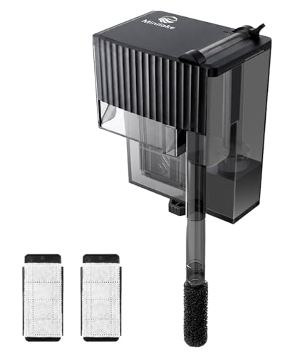 Small Fish Tank Filter | Hang on Back Filter up to 5 Gallon Nano Aquarium Adjustable Flow for Betta Shrimp Tank