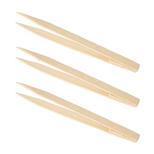 Bamboo Tweezers Anti Static 5.9" (Packs of 3) for Art, Craft, Gold Leaf Sheet, Gold Flake, Foil, Reptile Feeding Tongs - color: Bamboo Tweezers