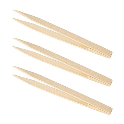 Bamboo Tweezers Anti Static 5.9" (Packs of 3) for Art, Craft, Gold Leaf Sheet, Gold Flake, Foil, Reptile Feeding Tongs - color: Bamboo Tweezers