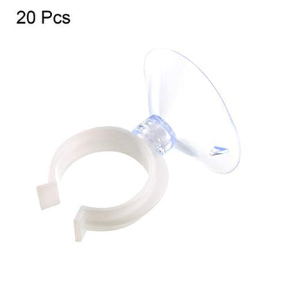 uxcell Aquarium Suction Cup Clips Airline Tube Holders Clamps for Fish Tank Clear 24mm 20Pcs - size: 24mm