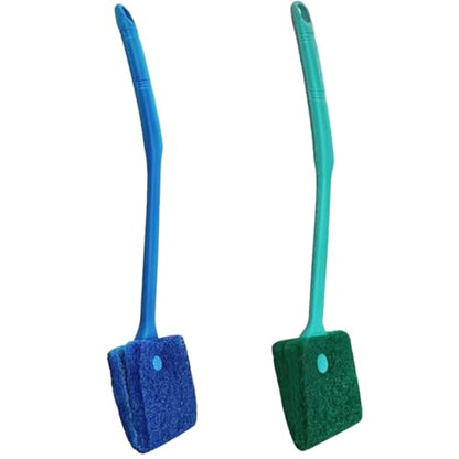 Double Sided Sponge Brush Cleaner, 2PCS, Long Handled | Fish Tank Brush, Aquarium Cleaning Tools, Fish Tank Glass Cleaner, Suitable for Glass Aquariums and Home Kitchens