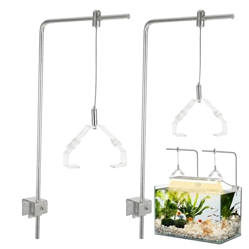 Kisangel 2pcs Aquarium Light Riser, Adjustable Height Aquarium Light Holder Stand Hanging Kit, Aluminum Alloy Support Bracket for Fish Tank Lamp