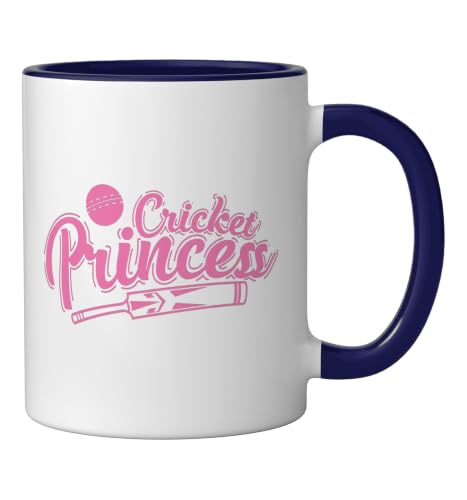 Cricket Princess Ball Sport Hobby Team Ceramic Mug, Dark Blue/White, 11oz - color: Dark Blue/White, size: 11 Ounces