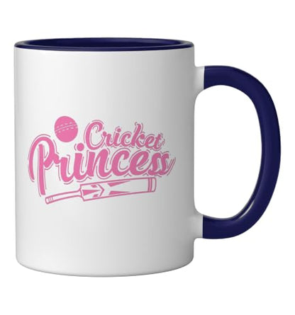 Cricket Princess Ball Sport Hobby Team Ceramic Mug, Dark Blue/White, 11oz - color: Dark Blue/White, size: 11 Ounces