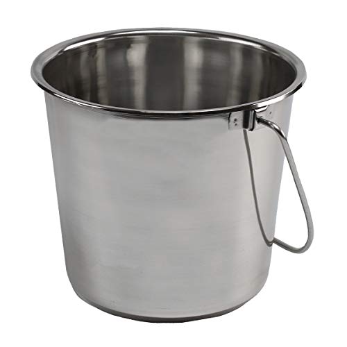 Grip Stainless Steel Bucket (4 Gallon) - Great for Pets, Cleaning, Food Prep - Hang on Fences, Cages, Kennels - Home, Garage, Workshop - size: 4 Gallon