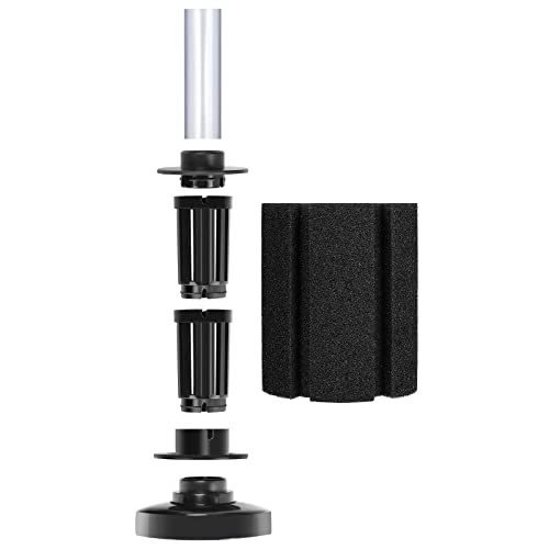 AQUANEAT Aquarium Air Powered Sponge Filter, Fish Tank Bio Bubble Filter with Airline Tubing, Valves, Suction Cup(Up to 50Gal) - size: M Large up to 50Gal