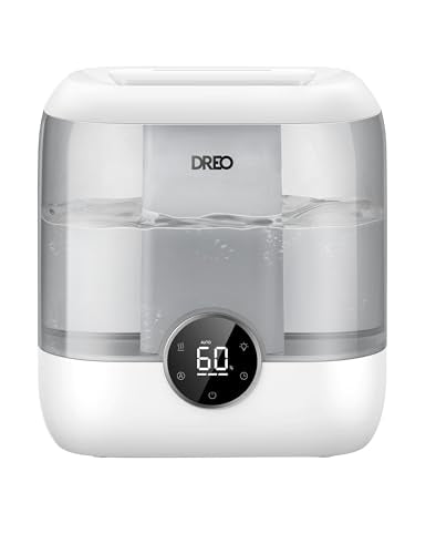 DREO 6L Humidifiers for Bedroom, 60H Runtime, 28 dB Quiet, HM524, Gray | Precise Humidity Control, Easy to Refill & Clean, Nightlight, Cool Mist Humidifiers for Large Rooms, Baby Nurseries & Plants | Precise Humidity Control, Easy to Refill & Clean, Night