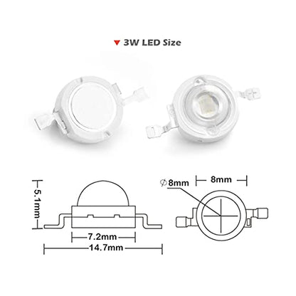 CHANZON 10 pcs High Power Led Chip on Board 3W Cyan 490nm | (400mA - 500mA / DC 3V - 3.4V / 3 Watt) Super Bright Intensity SMD COB Light Emitter Components Diode Bead DIY - color: G) Cyan (490nm)
