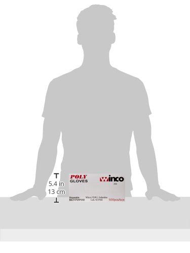 Winco Clear Disposable PE Gloves, Large, 500 pcs.