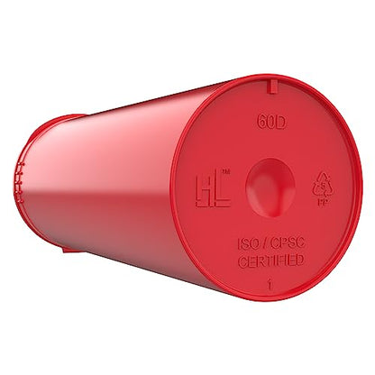 60 Dram CR Plastic Packaging Pop Top Containers - Child Resistant Travel Holder Vial Bottles - 75 qty (Red) - color: Red