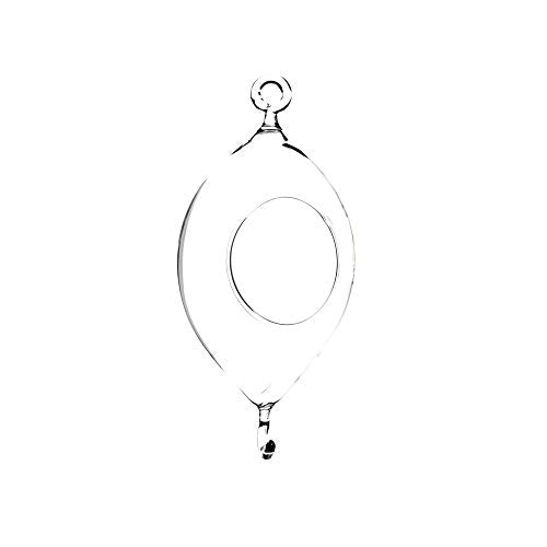 WGVI WGV Hanging Terrarium, Width 3.5", Height 7", Oblong, Double Hook, DIY Air Succulent Planter, Clear Glass Vase Orb, Candle Holder for Windowsill Outdoor Garden Decor, 1 Piece - size: 7" Oblong Double Hook