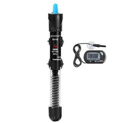 AQUANEAT Aquarium Heater, 100W Fish Tank Heater, Adjustable Submersible Water Thermostat with Digital Thermometer - size: 100W