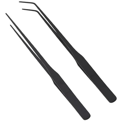 2Pcs Reptile Stainless Steel Long Tweezers Feeding and Cleaning Tongs Tweezers for Ball Python, Snakes, Lizards, Leopard Gecko, Chameleon, Aquariums and Terrariums