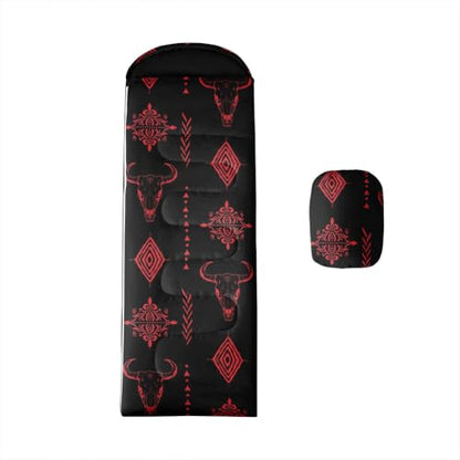 Erosebridal Sugar Skull Sleeping Bag for Kids Southwestern Aztec Western Camping Blanket for Hiking Travel Hunting Sleep Bag - color: Black Red 13