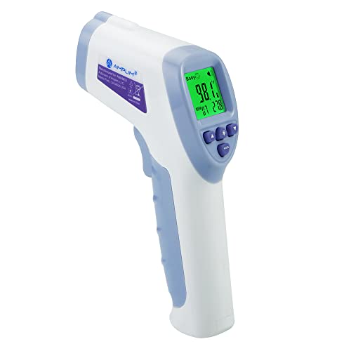 Digital Forehead Thermometer for Kids, Adults, and Babies | Touchless, Non-Contact Temporal Head Function, Smart Color LCD Display - color: BlueWhite