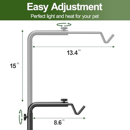 Reptile Heat Lamp Stand, Adjustable 21"-62"H Light Holder, Heavy Base | Heavy Duty, Wide Compatibility for Bearded Dragon, Turtle, Snake, Lizard, Terrarium Tank or Aquarium Use - size: 62" Height