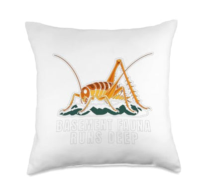 Cave Cricket Keeper Funny Retro Entomology Identity Throw Pillow - size: 18x18