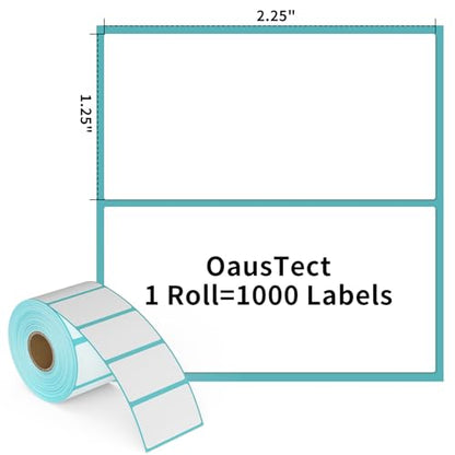 OausTect Thermal Labels 2.25 x 1.25 Barcode Labels Thermal Printer Labels for UPC, Self-Adhesive Address Shipping Thermal Label Stickers（18 Rolls 1000 Labels/Roll) - size: 2.25" x 1.25" | Blue, style: 18 Rolls