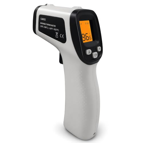 Infrared Thermometer Gun, Digital Laser Temperature Gun -58°F to 1022°F, Adjustable Emissivity, LCD Backlight, MAX/MIN Display, Non-Contact Thermometer for Pizza Oven, BBQ, HVAC, Griddle - color: Gray（-58℉-1022℉）