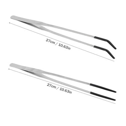 4pcs Reptile Feeding Tongs, Stainless Steel Straight Curved Aquarium Feeder Tweezers Tools with Rubber Tips for Bearded Dragons Snake Lizards Gecko
