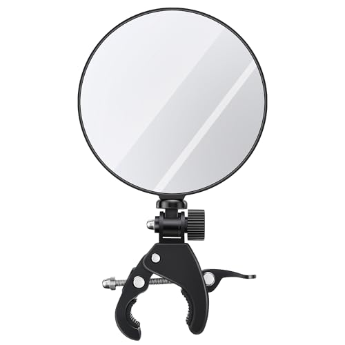 4.9" Large Expandable Inspection Mirror, 180°Tilt & 360°Rotate for Roof | 4.9" mirror tilts 180° & rotates 360°. Fits 0.6"-1.6" poles. For gutters, roofs, ducts & under vehicles
