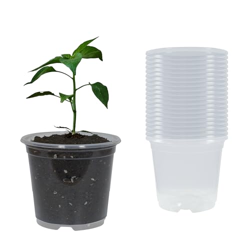 20 Pack 4 Inch Clear Nursery Pots with Drainage Plant Pots for Plants Transparent Potting Containers for Plants Seeding Starter Pot(Clear, 4 Inch 20 Pcs) - size: 4 Inch 20 Pcs
