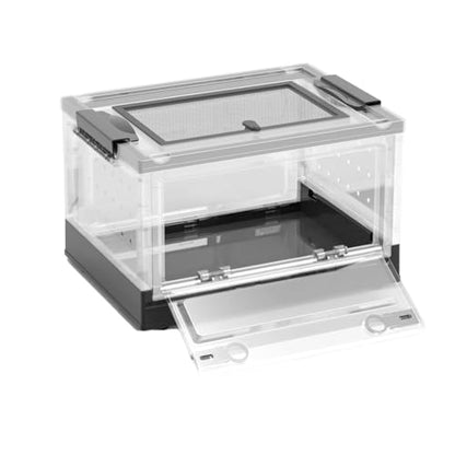 Large Portable Reptile Tank with Multi-Observation Perspective Foldable and Bottom Pulley, Ideal Habitat for Gecko, Frog, Spider and so on (Black) - color: Black