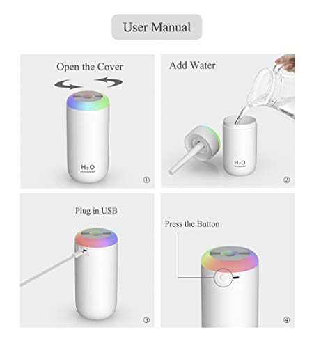 Baby Humidifier, 350ml Small Humidifier for bedroom, desk, travel, plants (White) - color: 1-White
