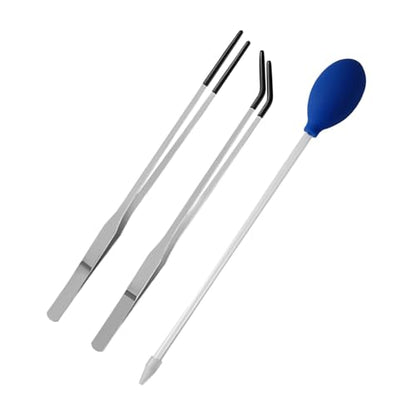 Reptiles Feeding Tongs Clamp Long Nonslip Coated Stainless Steel for Safe Pet Food Handling Pet Feeding Spoon - color: Feeding tweezers primary color