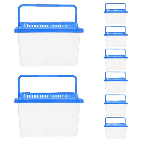 VANZACK 8pcs Large Tortoise Enclosure with Handle, Sturdy Plastic Reptile Breeding Box and Hatching Container for Home and Travel Use
