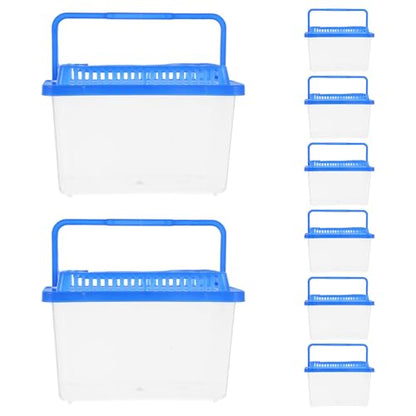 VANZACK 8pcs Large Tortoise Enclosure with Handle, Sturdy Plastic Reptile Breeding Box and Hatching Container for Home and Travel Use