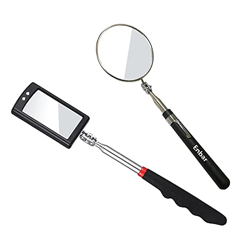 360 Rotating Telescopic Inspection Mirror - Mechanics Car Mirror on a Stick with Lights and Extendable Mechanic Tool for Automotive