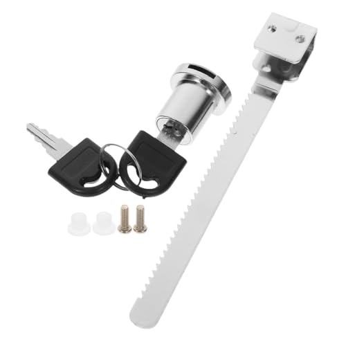 IMIKEYA Sliding Glass Door Ratchet Lock with Key Chrome Cabinet Door Lock for Display Cases and Terrariums with 2 Keys and Installation Accessories
