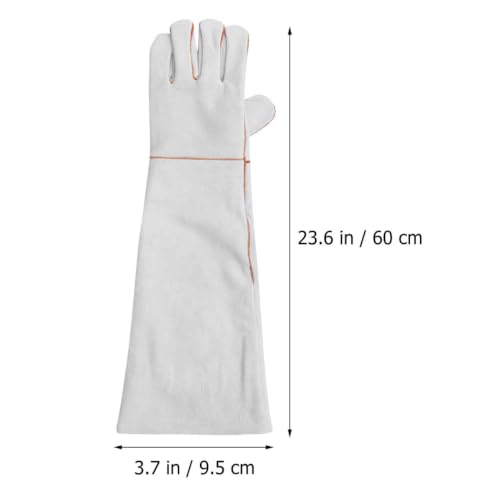 SOLUSTRE 1 Pair Leather Pet Anti-bite Gloves Fire Resistant Oil Resistant Protection Gloves for Hand and Forearm Outdoor Pet Handling