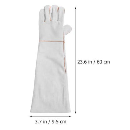 YARNOW 1 Pair Leather Anti-bite Gloves for Pet Handling and Work, Heat Resistant and Fire Resistant Protection Gloves for Hand and Forearm Safety