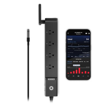 AC Infinity Outlet AI, Environment Controller, Smart WiFi Power Strip | Dual-Zone Temperature Humidity, Individual Control 4 Plugs, AI Targeting, Thermostat Greenhouse Aquarium Terrarium Home 1800W - style: 4 Plugs